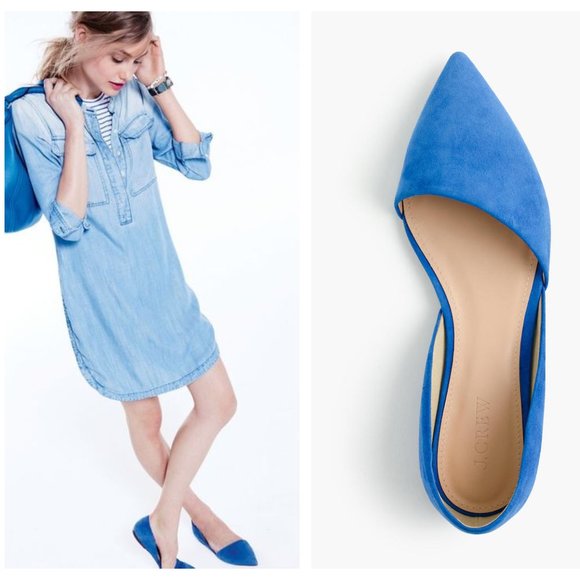 J. Crew Shoes - J Crew Sloan D’Orsay Suede Flats 9 Electric Blue